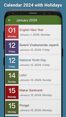 Calendar 2024 with Holidays
