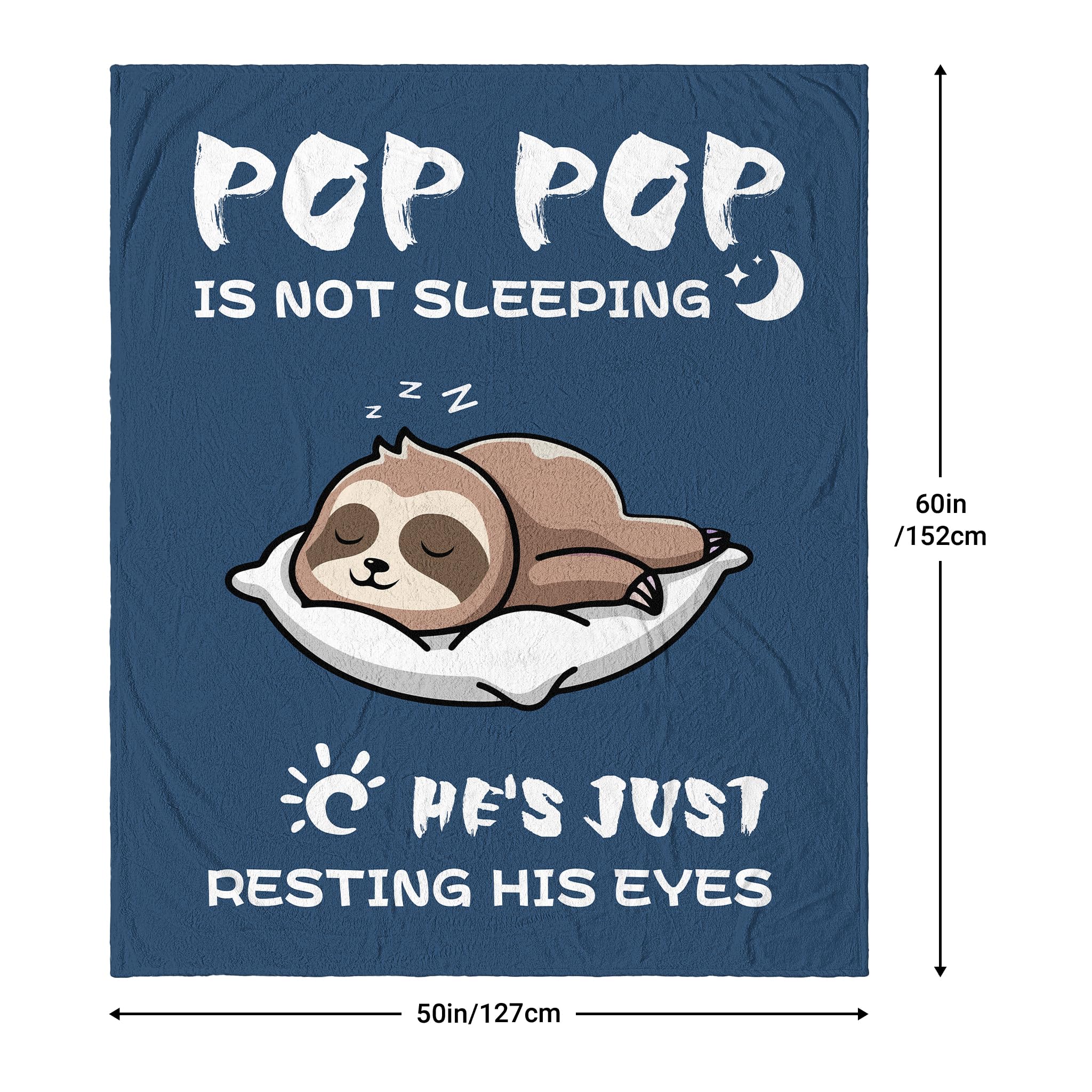 Pop Pop Birthday Gifts from Grandkids, Gifts for Pop Pop/Grandpa, Grandpa Birthday Gifts, Soft & Cozy Sloth Blanket Throw 60" X 50"