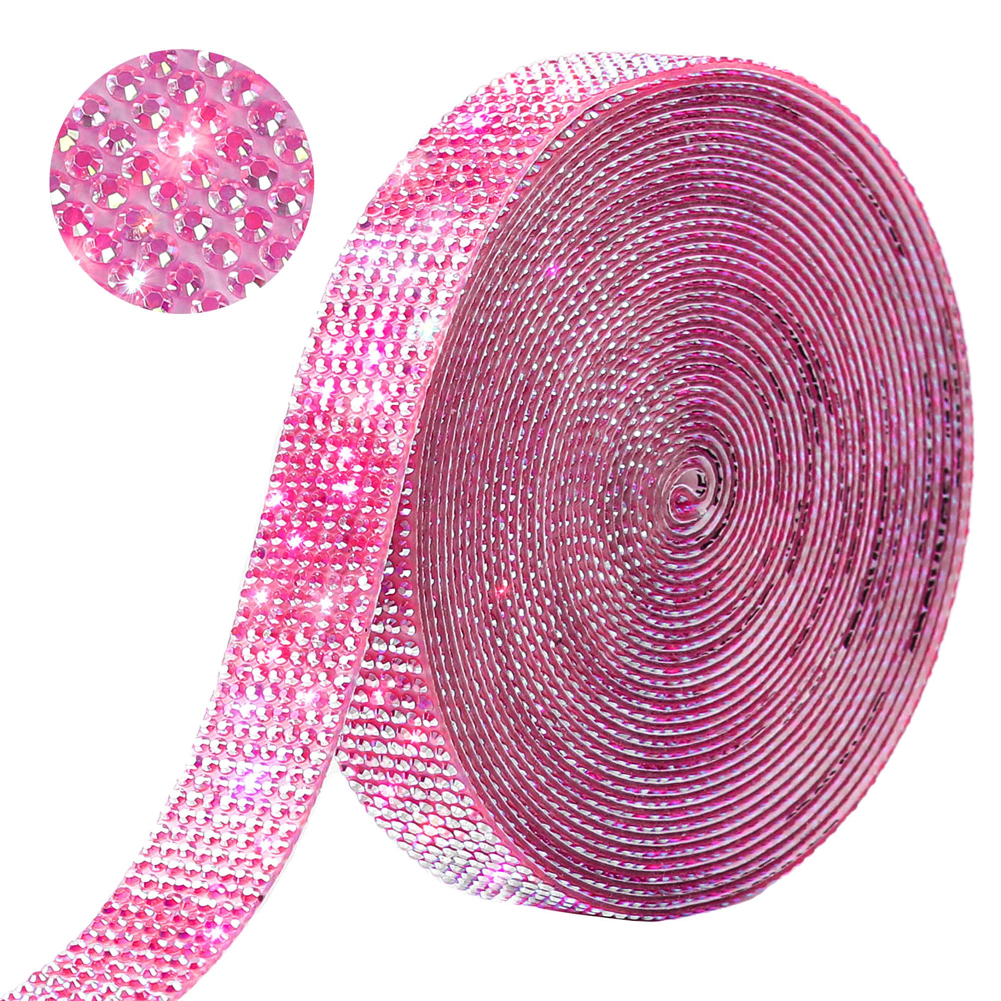 Amazon.com: GUGANEL Self Adhesive Pink AB Rhinestone Ribbon Crystal ...