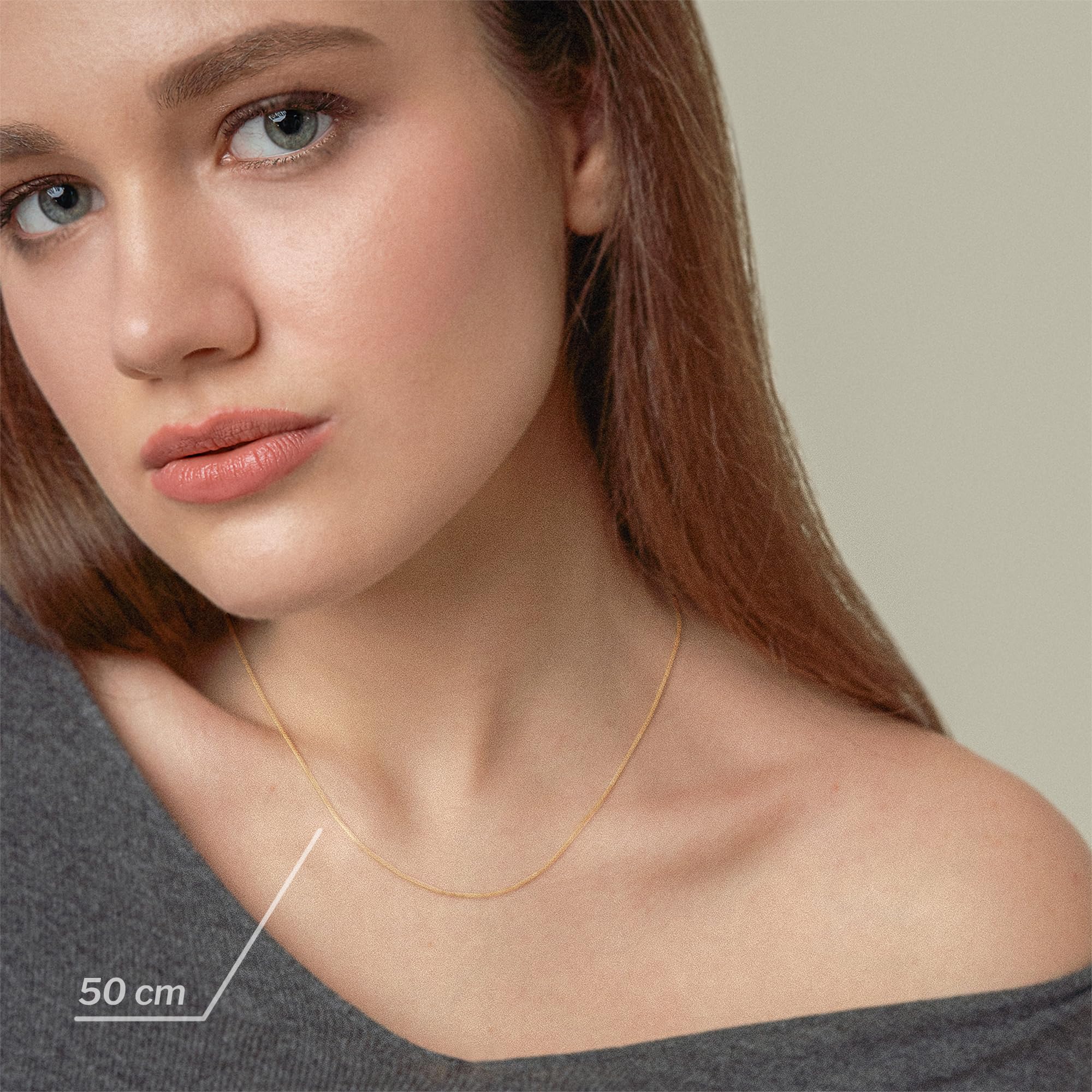 EDELIND Cadena Ancla Redonda 8 9 14 18k Oro Amarillo 0.8mm Collar Cadena Mujer Hombre de Oro Macizo 333 375 585 750 de 34 a 80cm Caja de Regalo de joyería