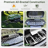 Vista 3 de Brand-Man Propane Gas Grill, Portable Standup Grill with Folding Cart & Push-Button Ignition, Ideal for Camping, Tailgating, BBQ, Backyard, Patio &