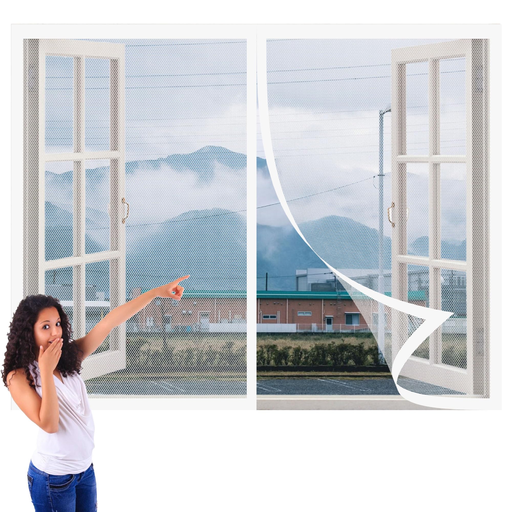 Zhiqxue White Magnetic Fly Screens 129 X 246 Cm Magnetic Fly Screen Without Drilling Durable Transparent For Various Windows,