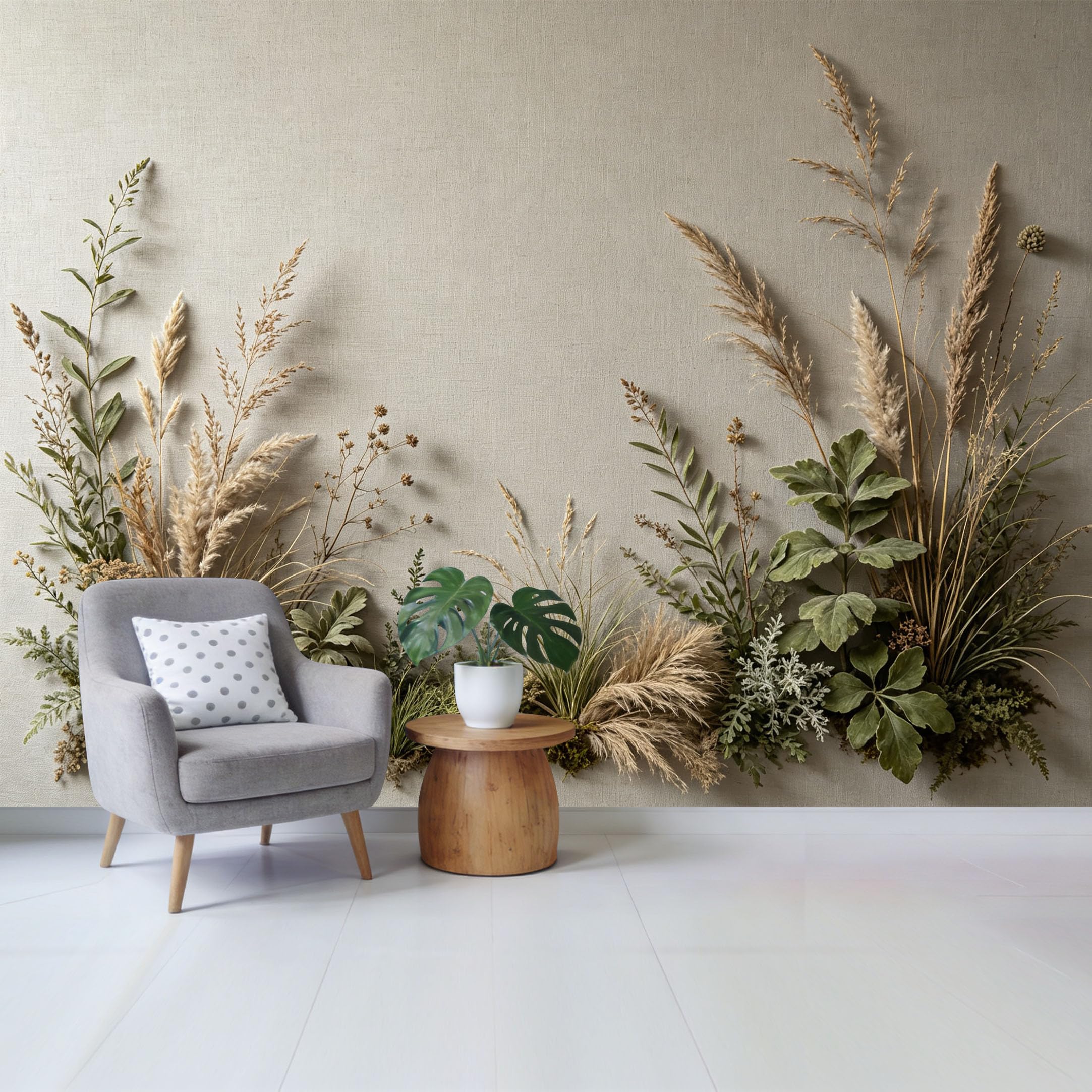 Qzlithotic Yq2605250990 Custom Size Wall Mural Minimalist Beige Neutral Dried Botanical Plants Foliage Texture Selfadhesive Wall Fabric Removable Wallpaper For Home Office Decor