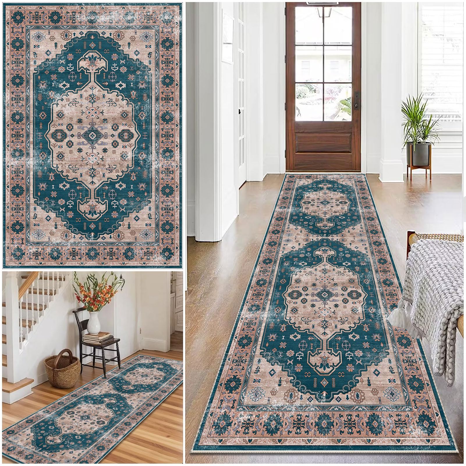 Long Runner Rug for Hallway, Washable Carpet Runner Rug for Kitchen, Non-Slip Extra Long Entryway Runner Rug, Long Hallway Hall Runner Narrow Rugs, 70 x 180 cm Laundry Bedroom Room Rug Runner