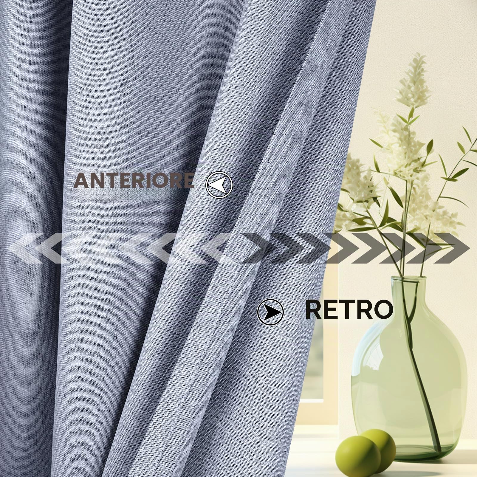 YSTELLAA Tende 100% Oscuranti Per Interni 2 Pezzi, 140×240cm, Effetto Lino, Tende Termiche, Con Anelli, Tenda Termica Isolante Freddo E Caldo, Fonoassorbenti, Moderne, Grigio Chiaro