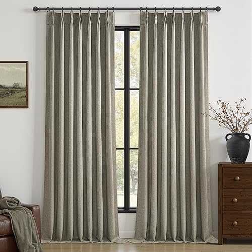 Miniatura 24 de Cortinas opacas térmicas 100% de 84 pulgadas de longitud, juego de 2 paneles para dormitorio, cortinas de ventana de lino con pinzas plegadas con