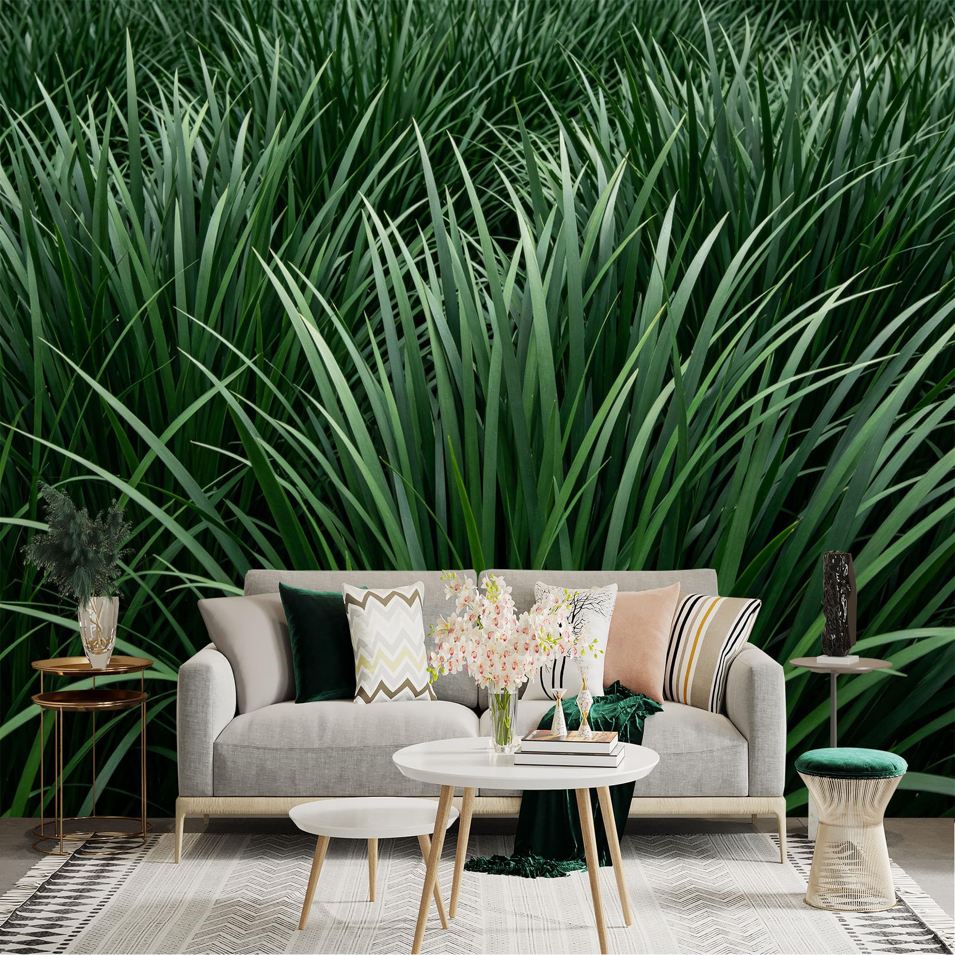 Lnzczhyre Dbh260521710 Custom Size Wall Sticker Mural， Lush Tropical Foliage， Dense Green Leaves， Natural Botanical Texture， Vibrant Forest Plants， For Wall Decoration， Peelandstick Wall Decals.