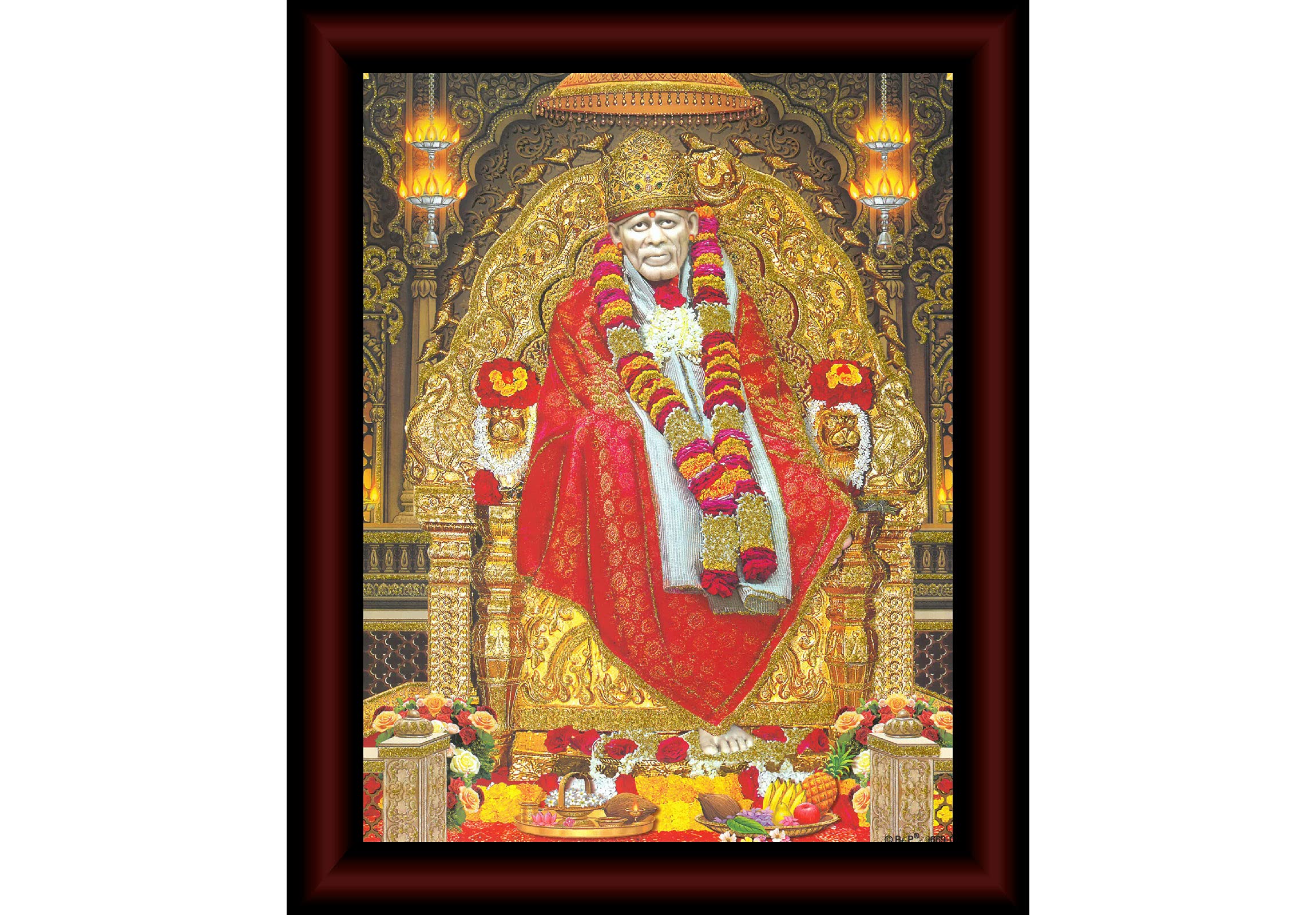 paintings Sai Baba Framed Acrylic Glass Painting 14 inch x 11 inch SANFR22