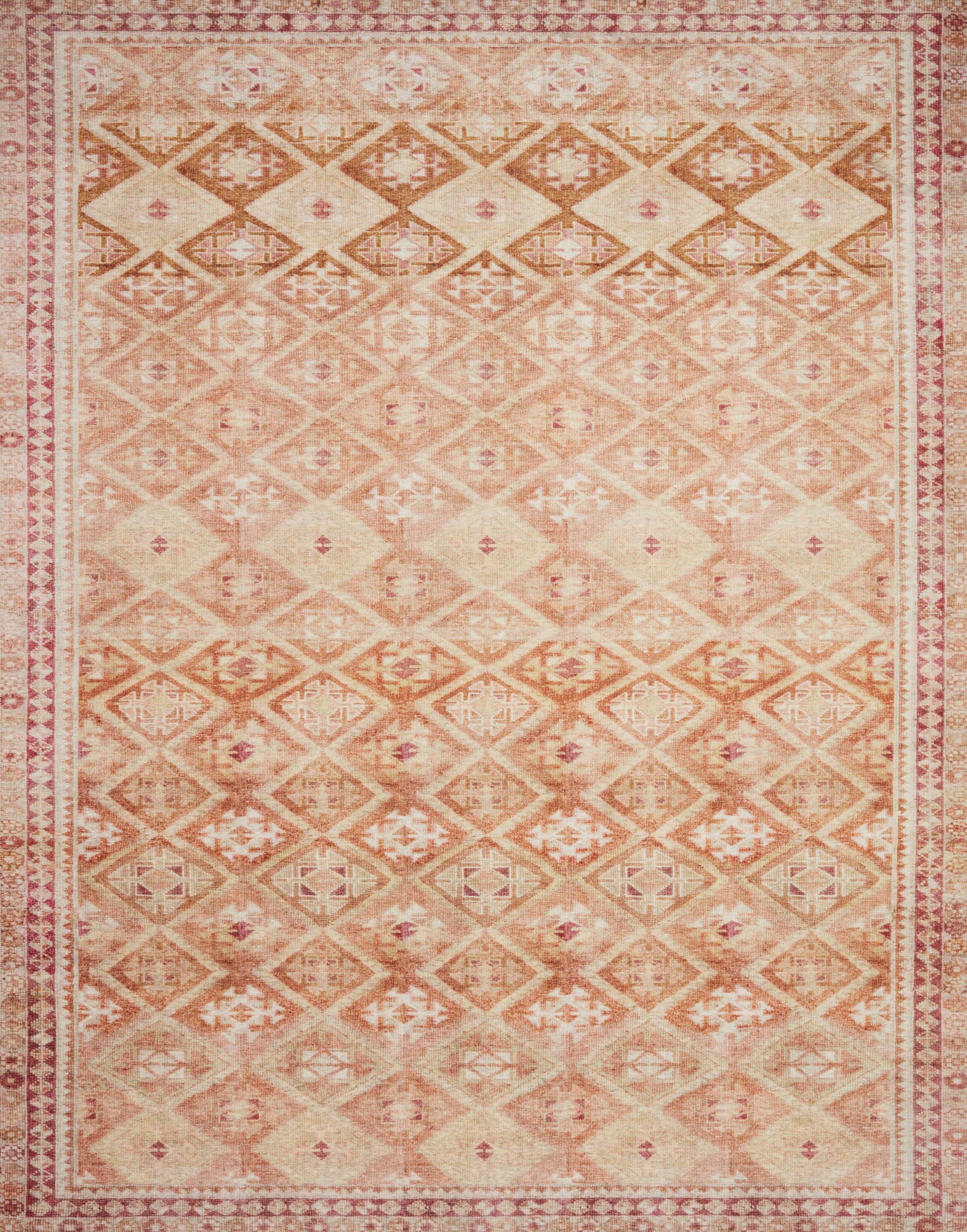 Loloi LAYLA Collection, LAY-16, Natural / Spice, 7'-6" x 9'-6", Area Rug, Soft, Durable, Vintage Inspired, Distressed, Low Pile, Non-Shedding, Easy Clean, Printed, Living Room Rug