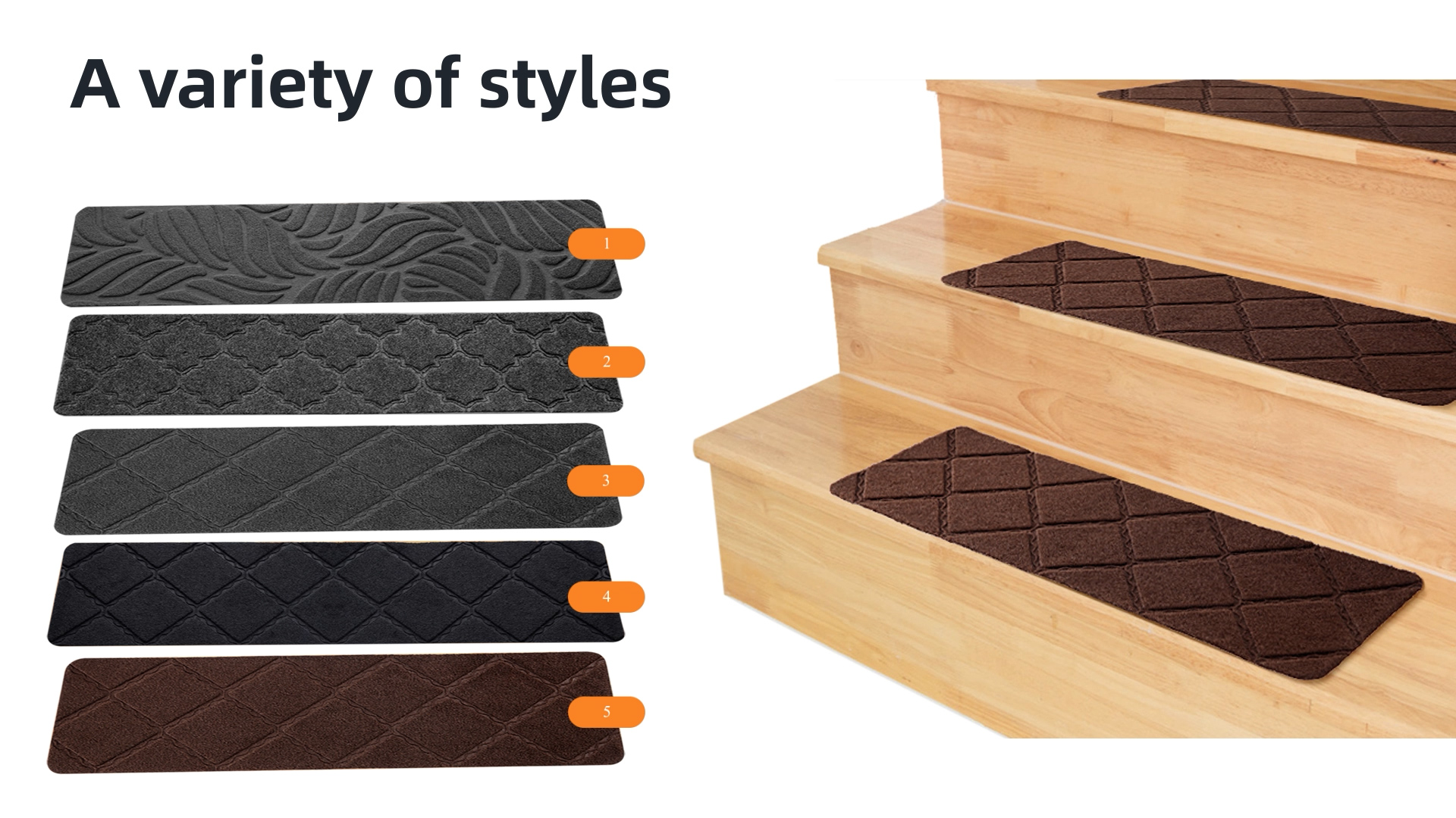 Lot De 3/10/15 Marchettes D'escalier Antidérapantes Pour Marches En Bois,Tapis D'escalier Autocollants Intérieur,Moquettes De Marches Insonorisantes,Carpettes Protection Escaliers Installation Facile