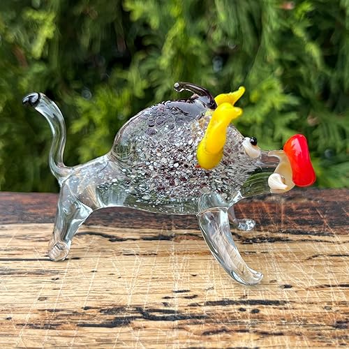 Miniatura 2 de Glass Boar Figurine Handcrafted Wild Pig Sculpture Miniature Murano Style Boar Art Glass Forest Animal Collectible Boar Gift for Nature Lovers