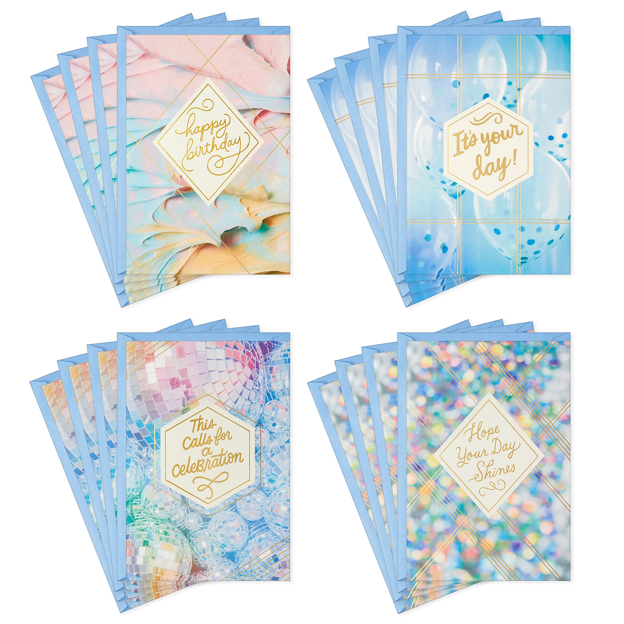 Hallmark Birthday Cards Assortment, Disco Party (16 Cards with Envelopes)