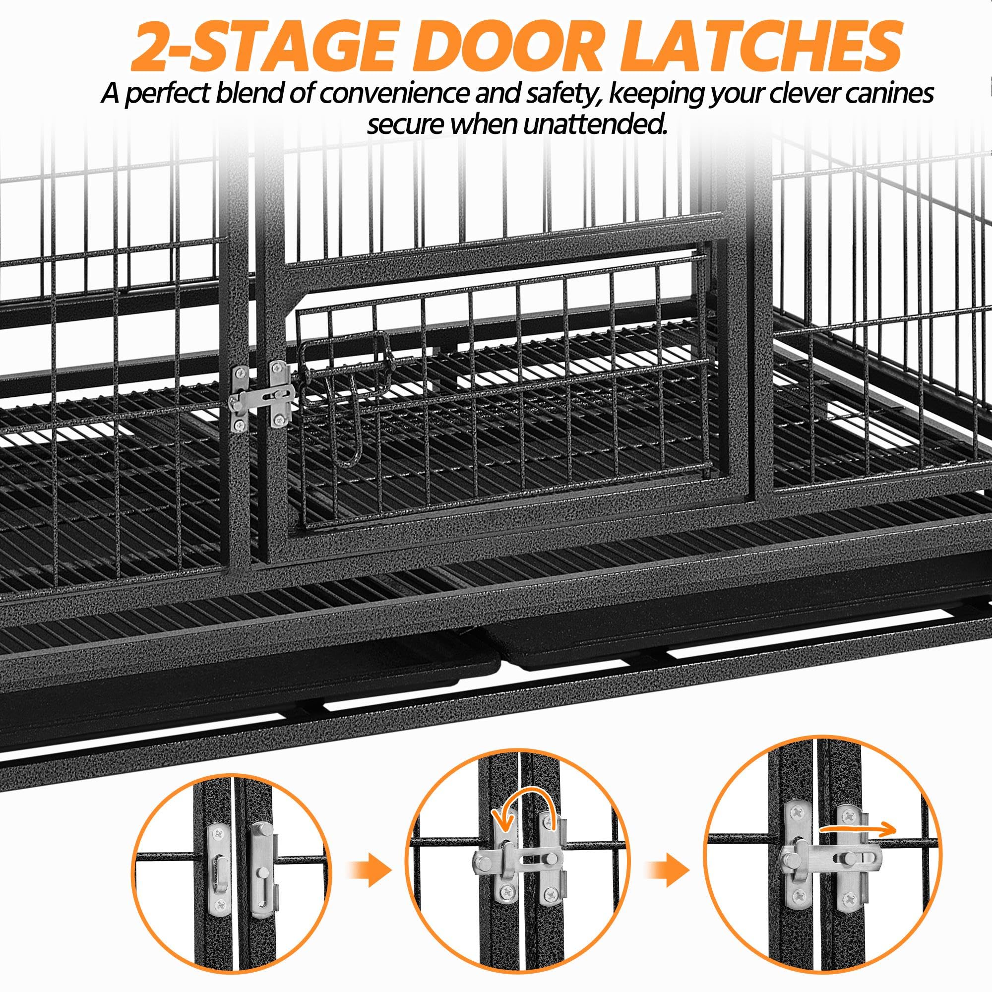 Yaheetech Gabbia per Cani Kennel Pieghevole 106 x 65 x 81 cm in Metallo Grande Tetto Apribile Medio con Ruote e Chiavistello Due Vassoi Rimovibili Sportello Nero