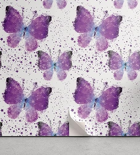 Ambesonne - Butterfly - Papel tapiz autoadhesivo, con patrón de estrella surreal y fondo moderno con mariposas poligonales, para hogar, sala de