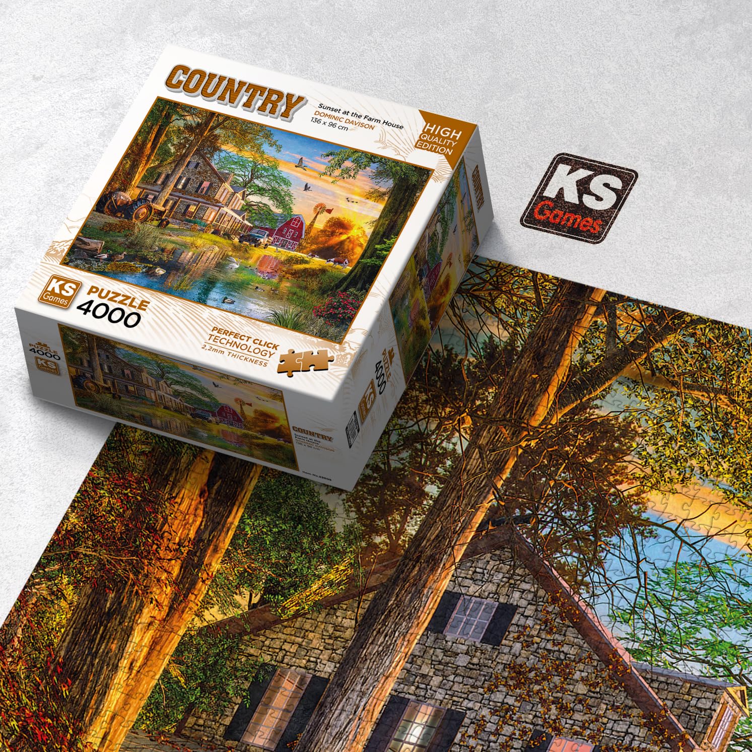 KS Games 23505 Sunset At The Farm House 4000 Parça Puzzle : Amazon