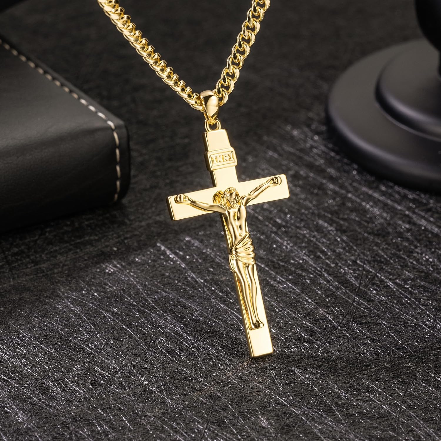 SPACMAG 14K Gold Cross Necklaces for Men Gold Chain for Mens Cross Necklace Versatile and Timeless Crucifix Necklace for Men 20", 22", 24"