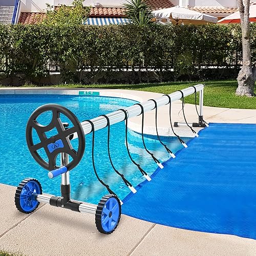 Miniatura 2 de Juego de carrete de cubierta solar para piscina de 18 pies, rodillo, manta solar, mesa giratoria de moda, azul