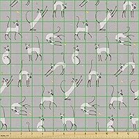 Vista 9 de Ambesonne Tela de Fiesta Popstar por Yarda, Estilo de Dibujos Animados Garabatos Dibujados a Mano Tema Musical Impresión de Arte Lineal, Tela