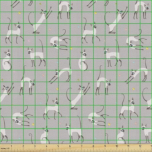 Vista 20 de Ambesonne Tela beige de The Yard, ilustración contemporánea de animales marinos en estilo retro, arte de caballito de mar de cangrejo de pulpo, tela