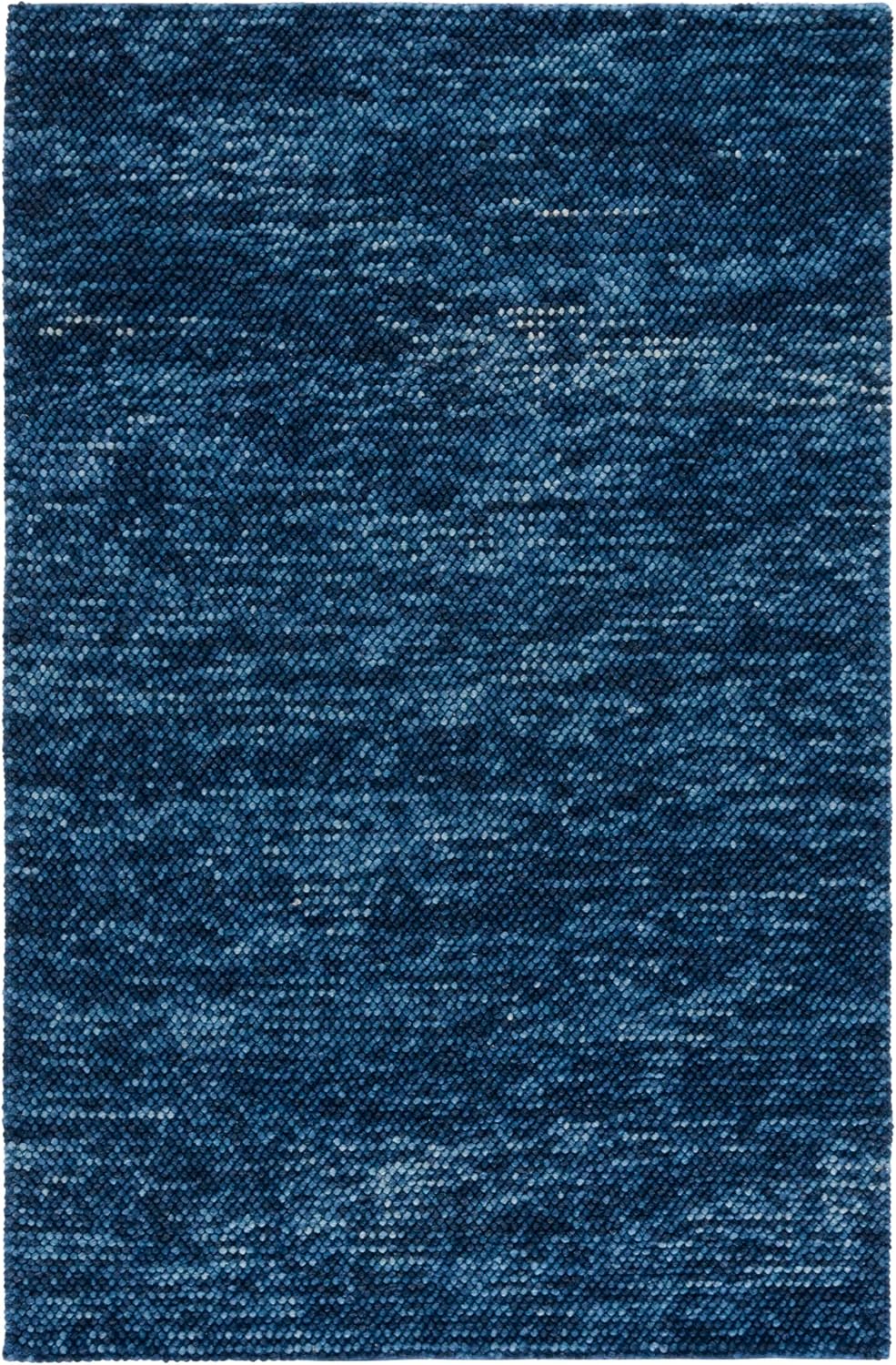 SAFAVIEH Natura Collection Area Rug - 6' Square, Navy & Blue, Handmade Wool Blend, Textured Design, Ideal for Living Room, Bedroom, Dining Space (NAT425N)