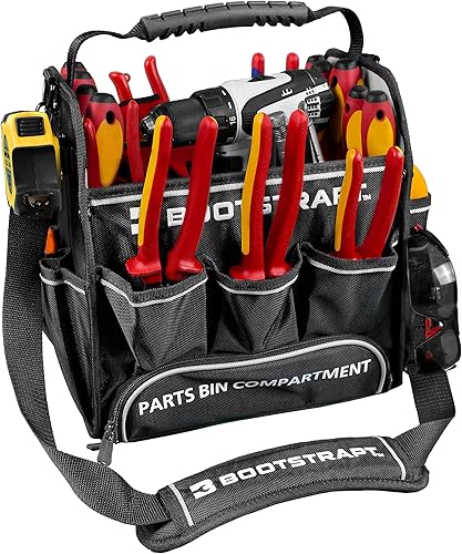 Miniatura 4 de Bolsa de mano para electricista de 12 pulgadas con compartimento integrado para contenedores de piezas
