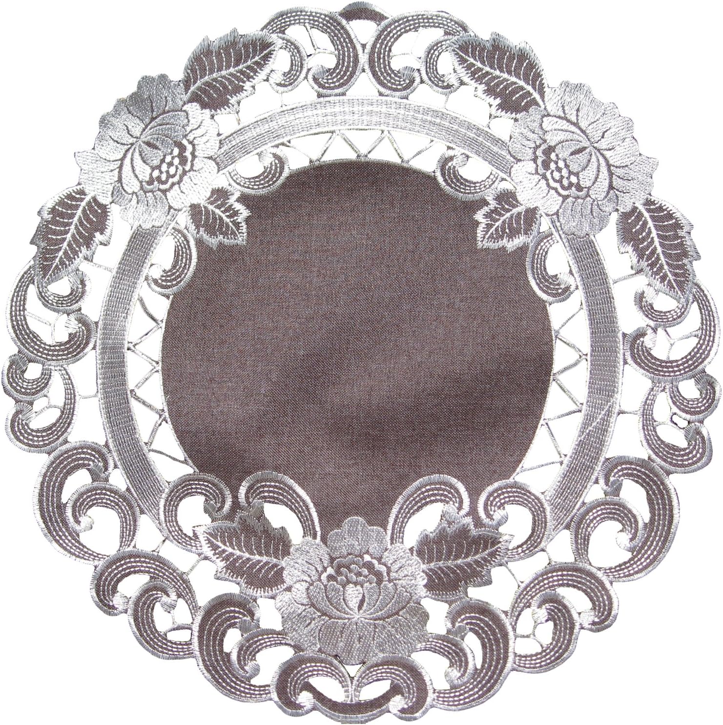 Sainty H8810/KF-(024) Cocoa Linen Round Doily, 24", Brown