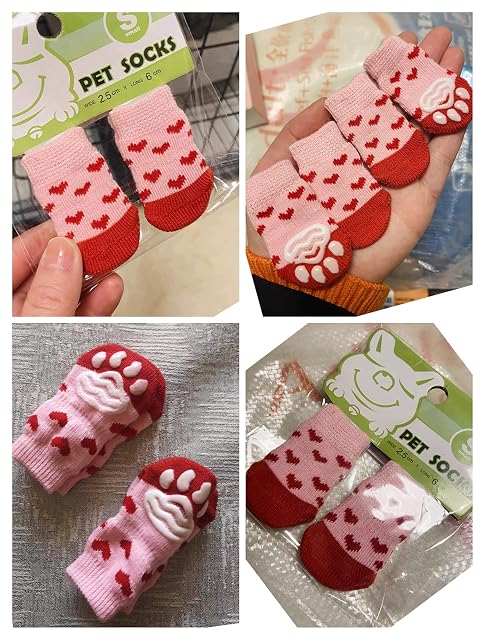 Foto 6 de 7 de Heiqlay Calcetines antideslizantes para perros, calcetines para gatos, protección para patas de perro, gato