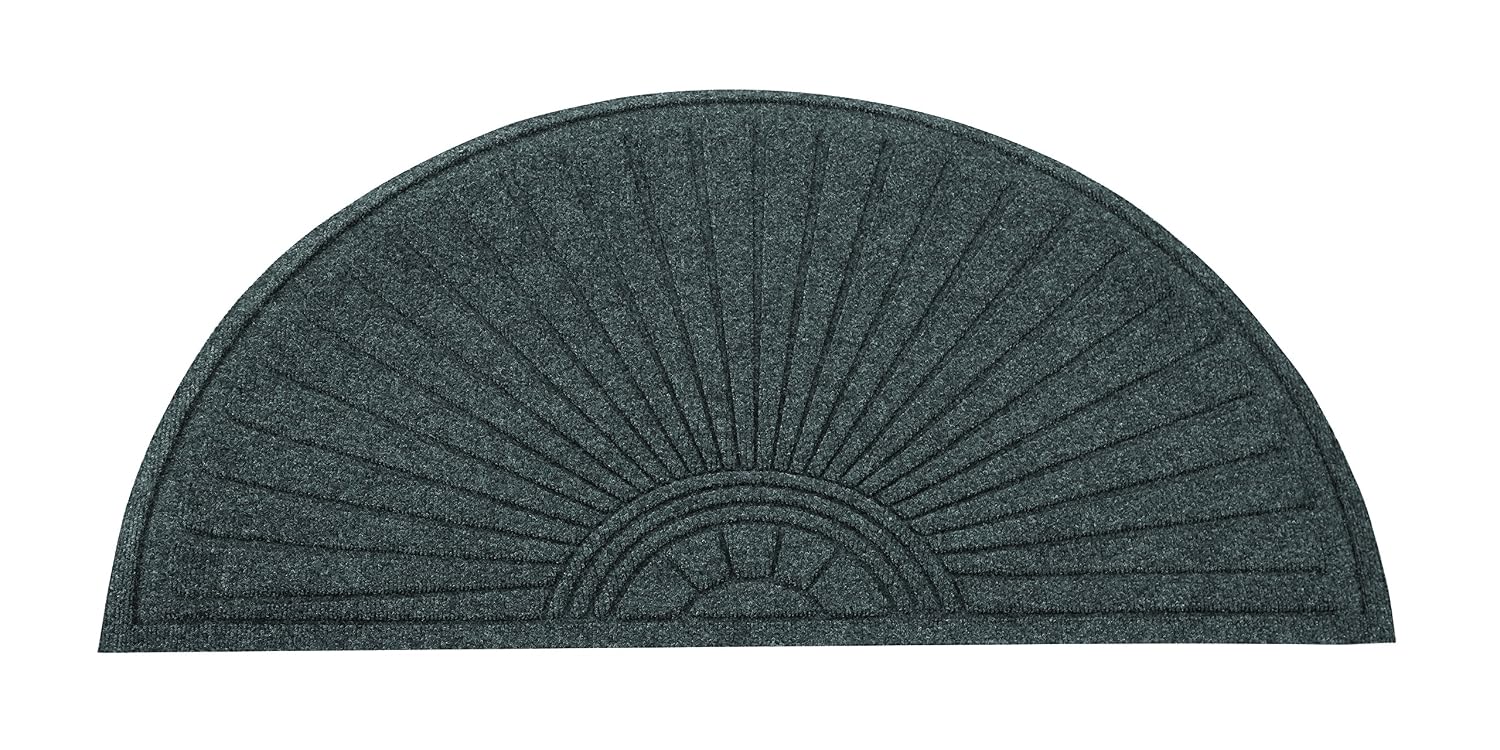 Guardian EcoGuard Diamond Fan Indoor Wiper Door Mat, Recycled Plactic and Rubber, 3', Charcoal Black