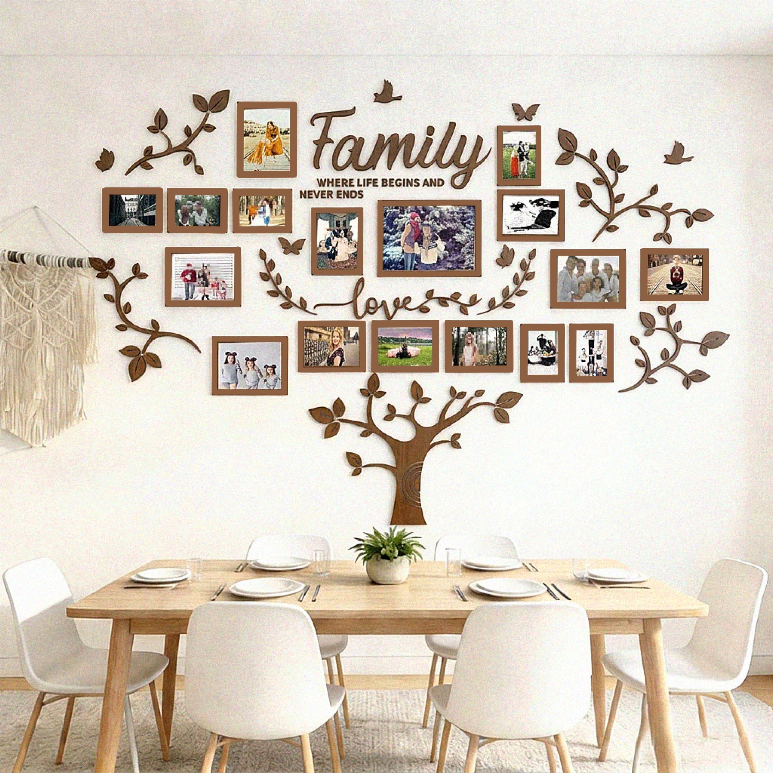 Drzewo genealogiczne, ramka na zdjęcia, naklejki na ścianę, DIY, naklejki ścienne 3D, drzewo życia, sztuka ścienna do salonu, dekoracje ścienne do sypialni (207 x 146 cm, brązowe)