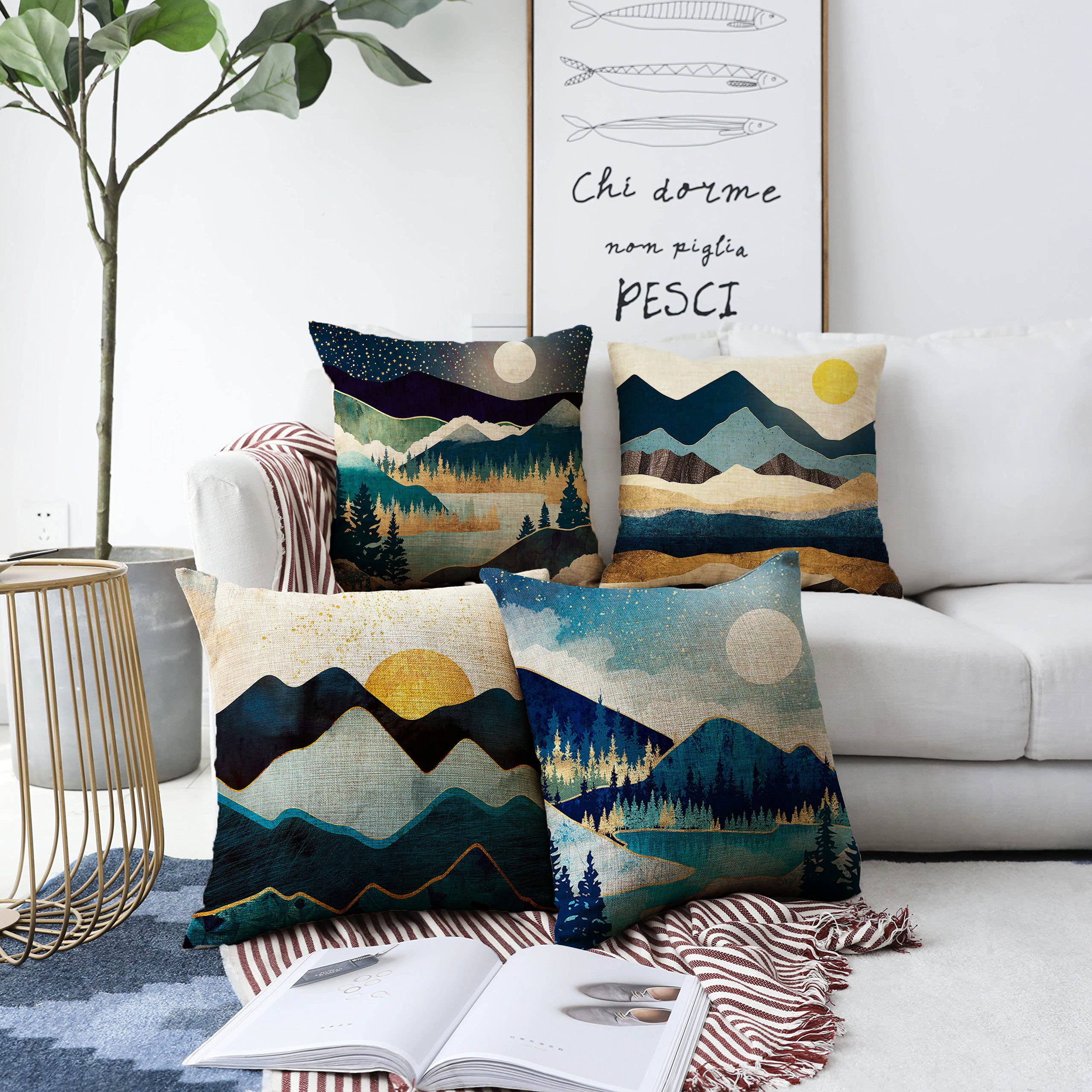 Amazon.com: BBKD Set of 4 Mountain Outdoor Decorative Throw Pillow