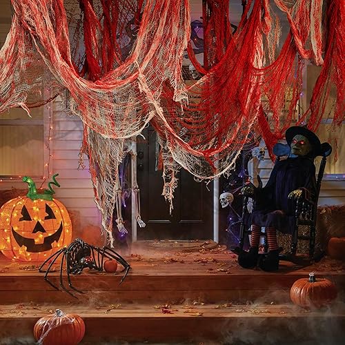 Miniatura 35 de Watayo Paquete de 8 paños espeluznantes de Halloween, tela espeluznante de 72 x 30 pulgadas, tela de araña elástica de Halloween, gasa espeluznante