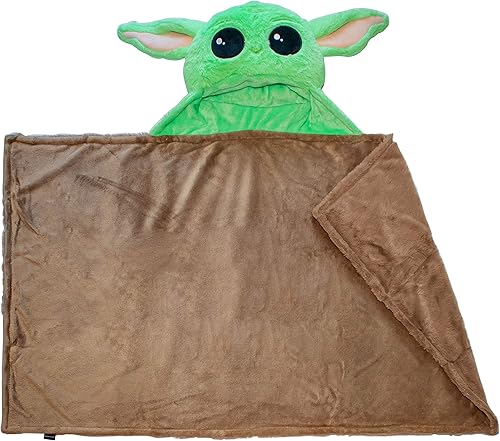 Miniatura 2 de Star Wars The Mandalorian The Child Baby Yoda Grogu - Manta con capucha 2 en 1 para niños, poliéster resistente a la decoloración, 50 x 30 pulgadas