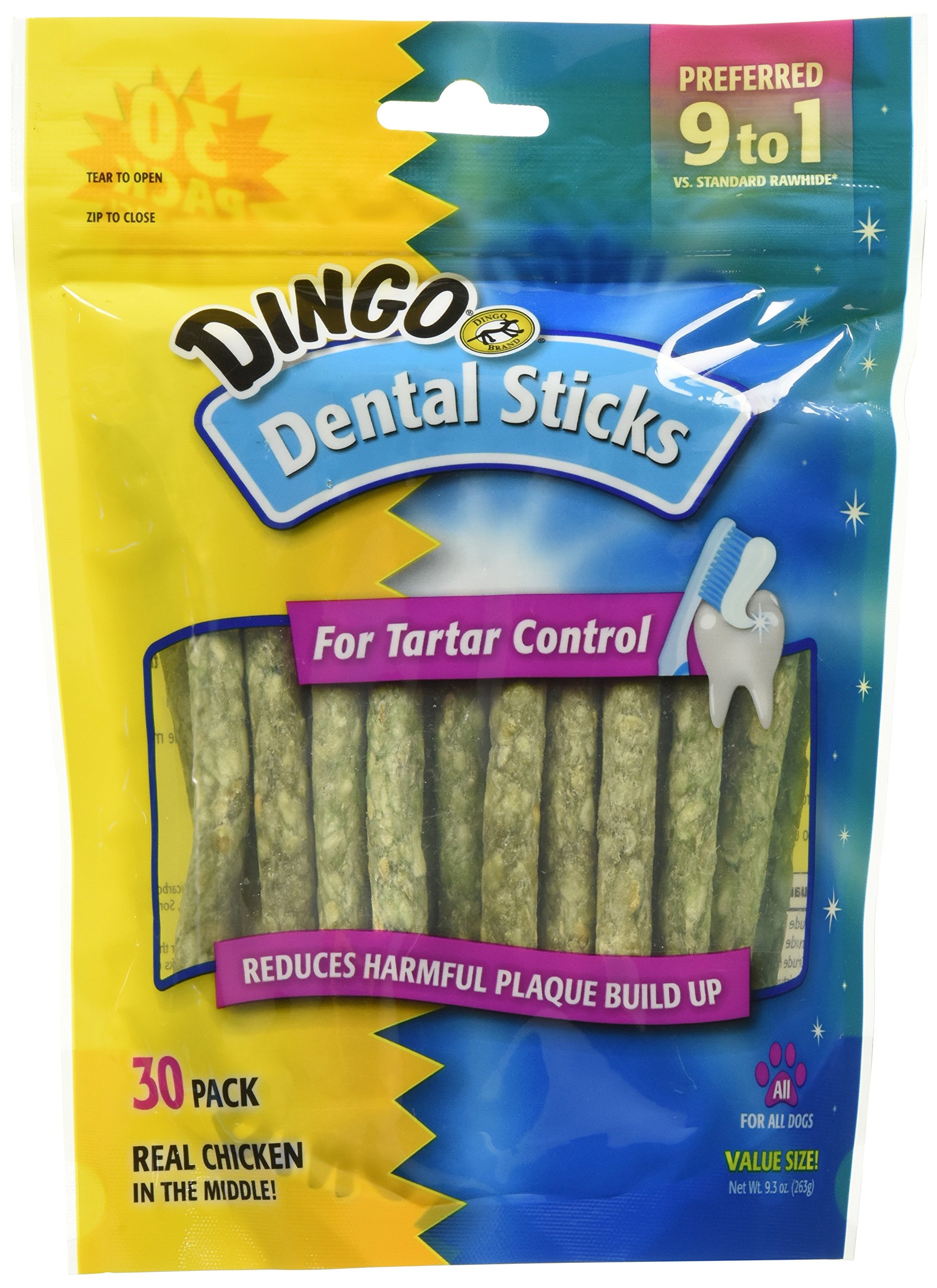 Buy Dingo Dental Sticks 30 Count, Natural Chewing Action Helps Clean