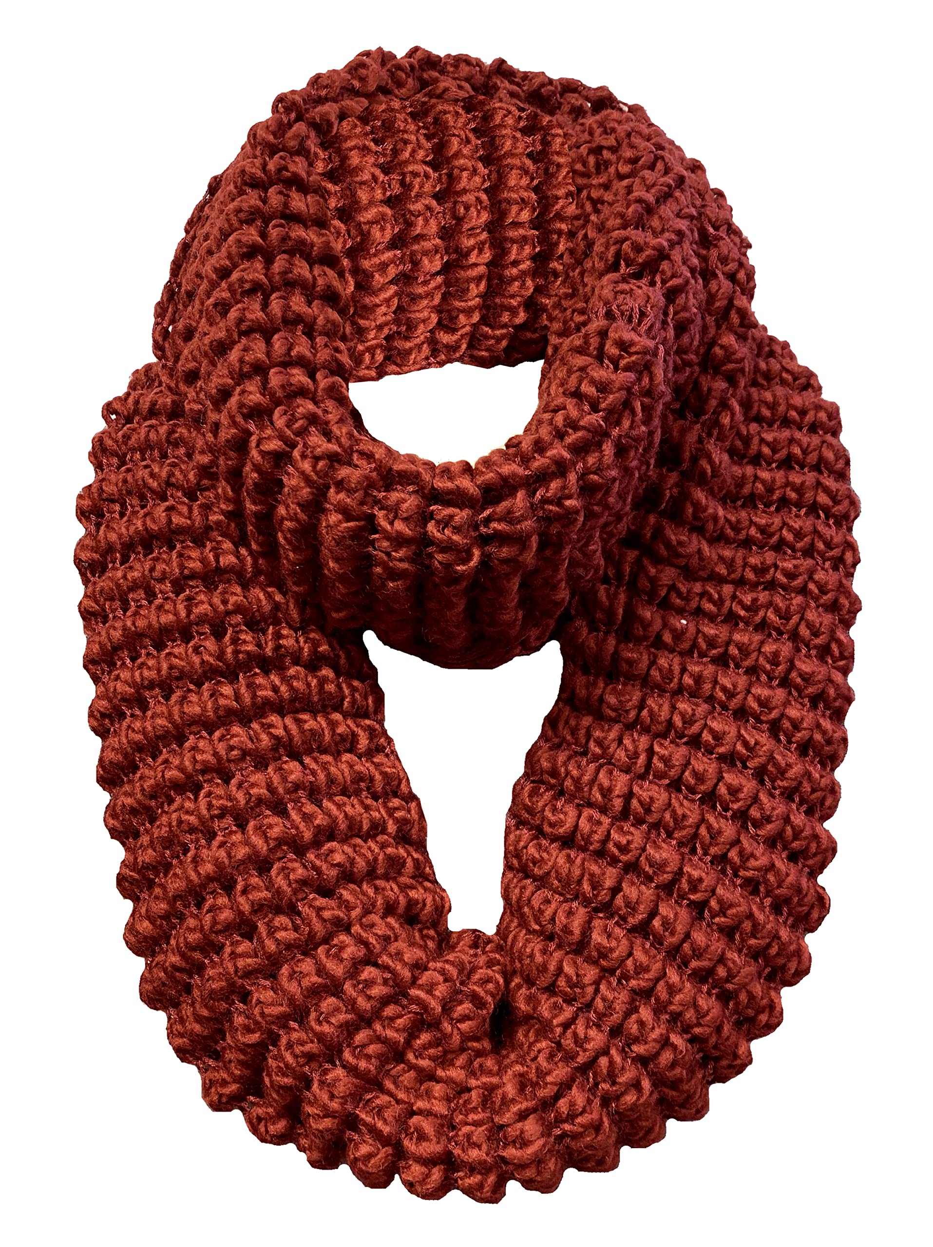 NP1 Super soft knitted Scarf chunky knit winter scarf Neck warmer infinity scarf loop oversized winter warm scarf, MAROON, One size