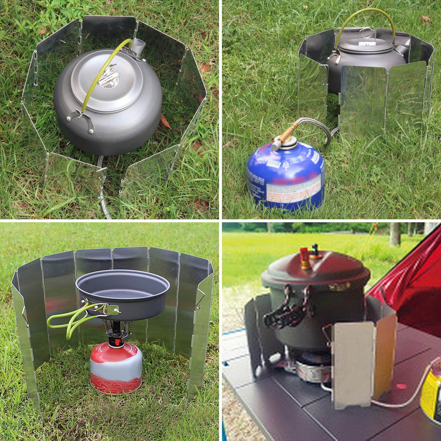 10 Pezzi Pieghevole all'aperto Camping Cooker Parabrezza per Il Campeggio e l'escursionismo