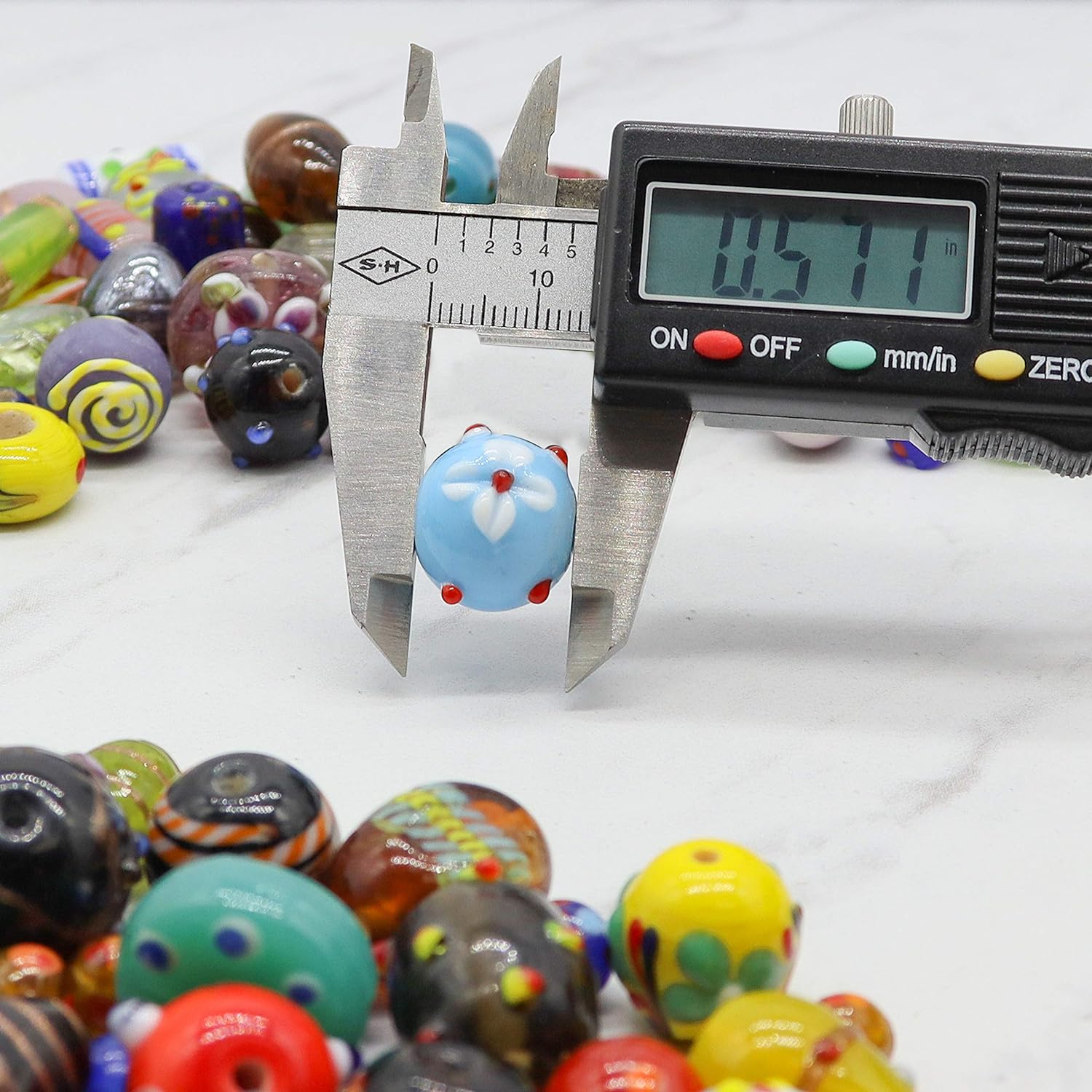 Fun-Weevz Assorted Glass Beads for Jewelry Making Adults, Bulk Glass Beads for Crafts, Lampwork Murano Bead Mix for Bracelets and Necklaces, Crafting Beads Supplies Kit, Large & Small Beads - Image 3