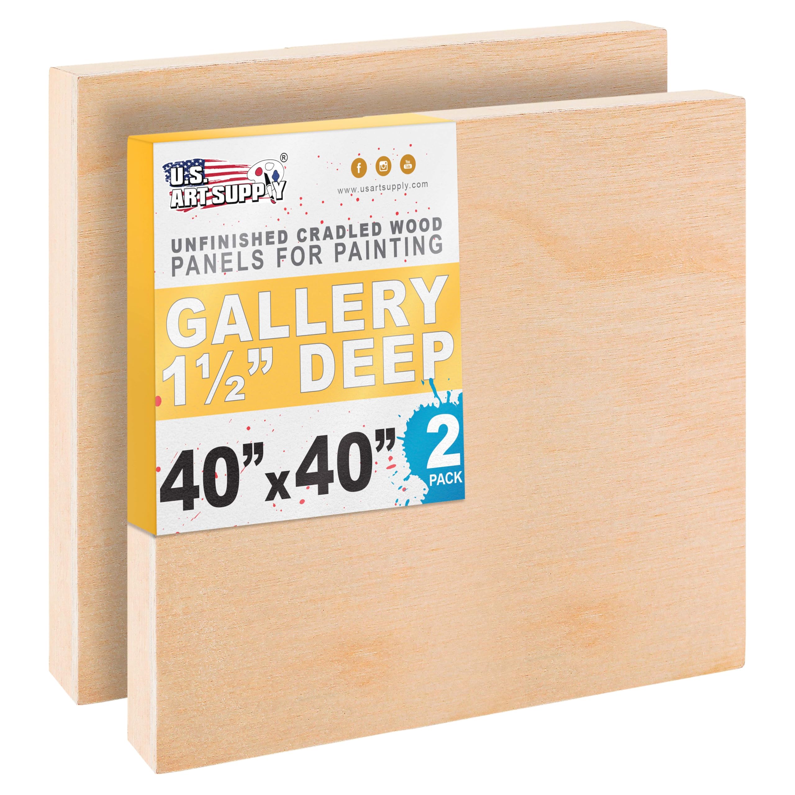 Photo 1 of U.S. Art Supply 40" x 40" Unfinished Cradled Wood Panels for Painting