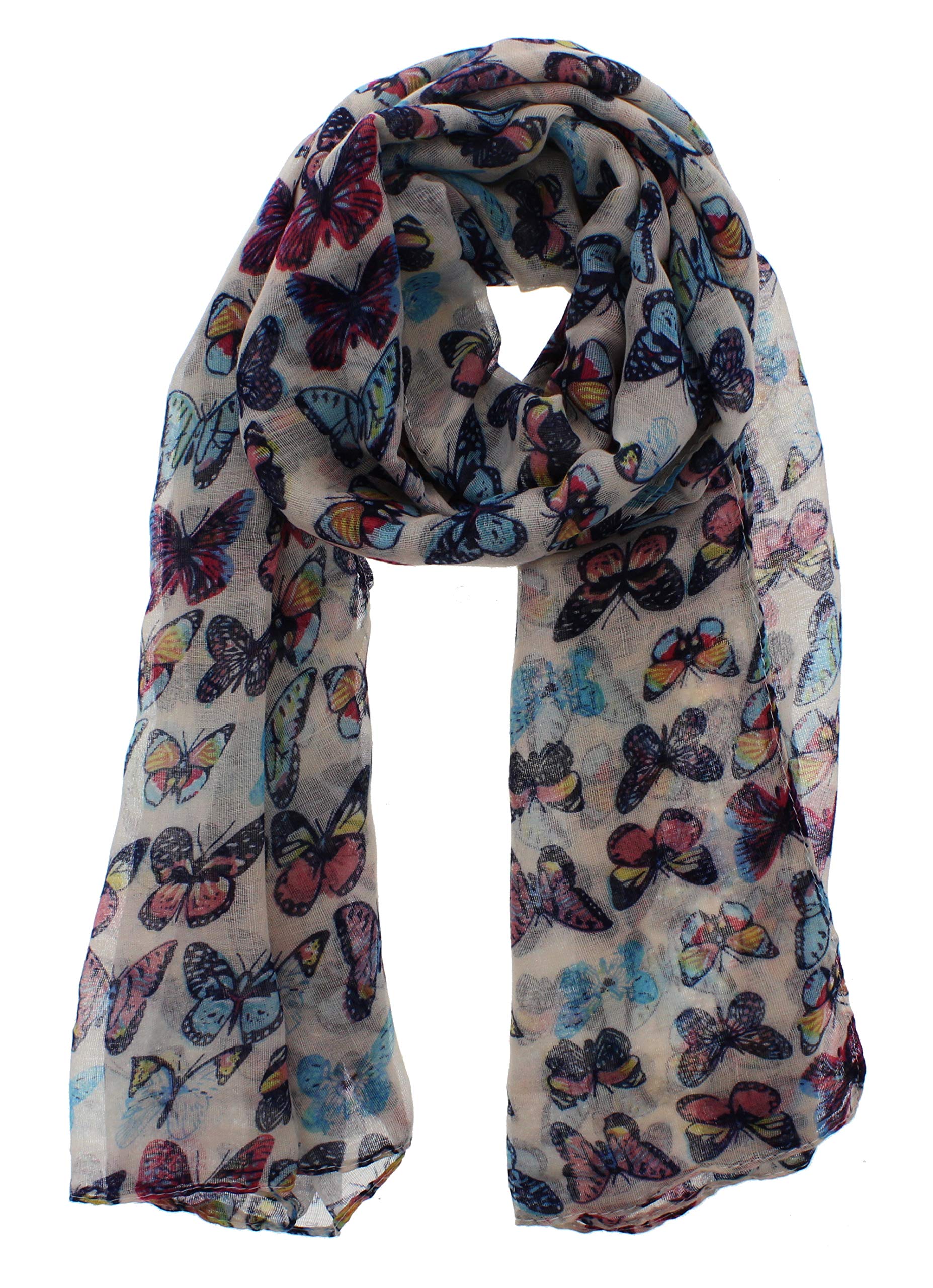 Zac's Alter Ego Long Lightweight Women's Multicolour Butterfly Print Scarf