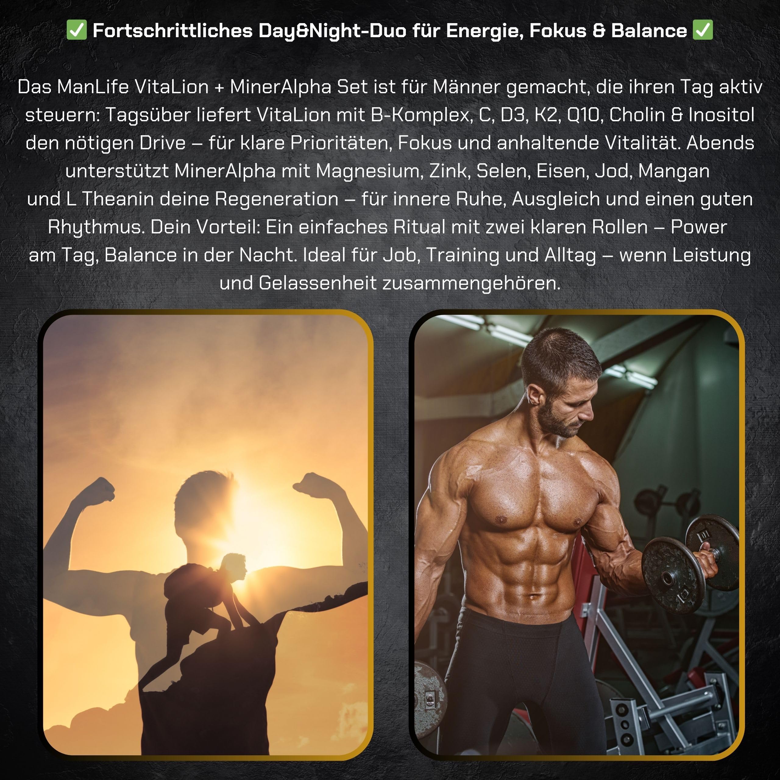 Multivitamin & Mineral Komplex für Männer – D3, K2, B-Komplex, Magnesium, Zink - VitaLion&MinerAlpha ManLife 180 vegane Kapseln