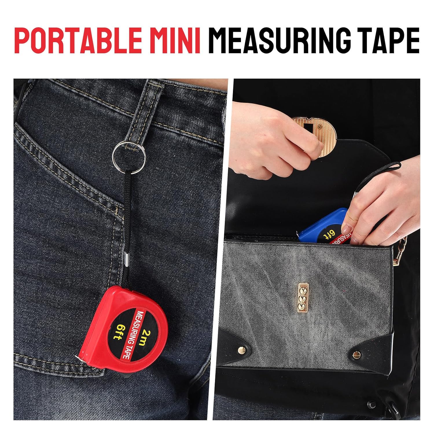 50 Pcs 6 FT Mini Tape Measure Retractable Bulk Small Measuring Tape Pocket Size Measurement Tool for Operation Christmas Items Party Favor Gifts Stuffers for Men(Colored)