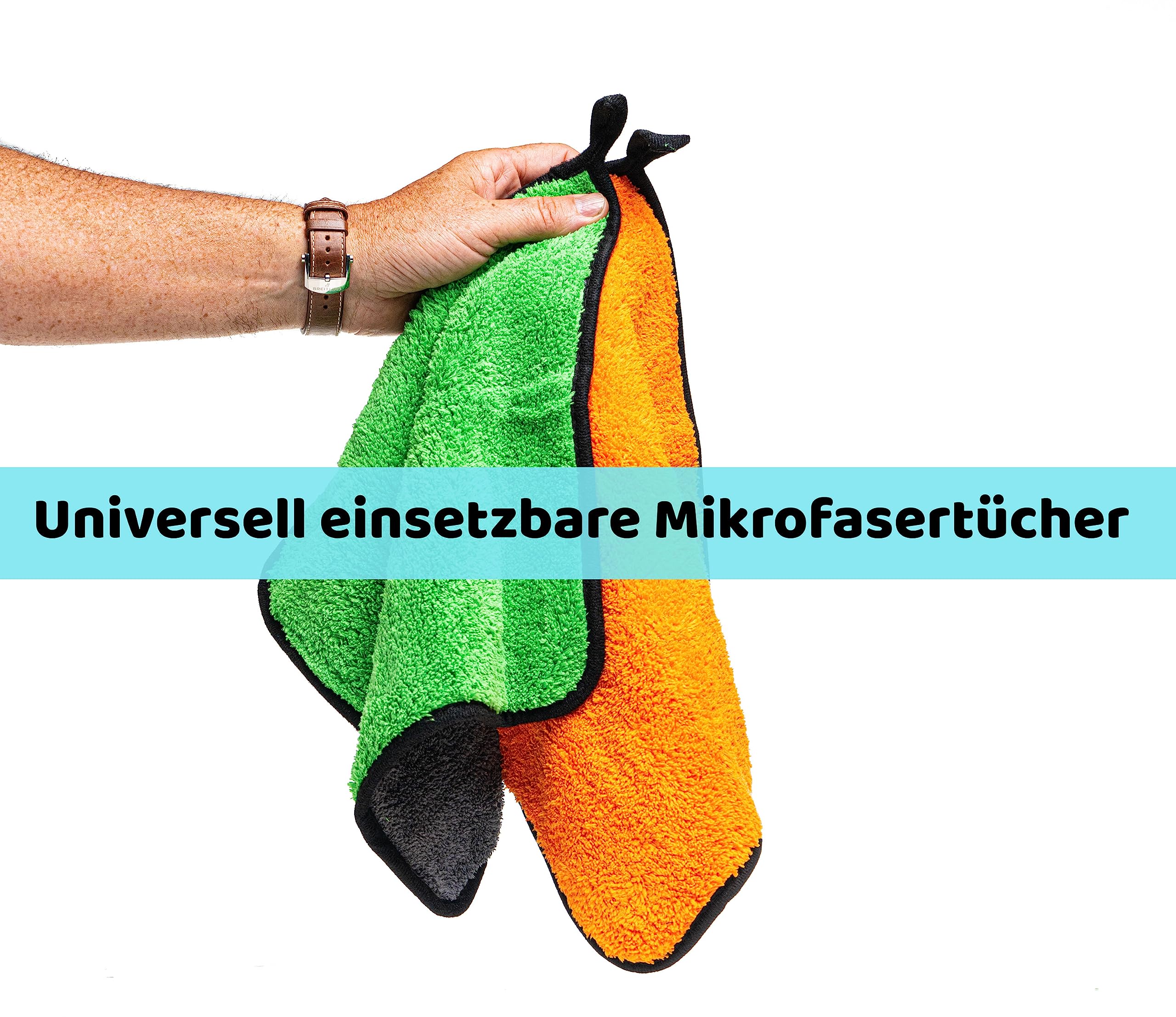 Ściereczki z mikrofibry do polerowania samochodu, 3 sztuki, GSM 600, do pielęgnacji samochodu i gospodarstwa domowego, sucha ściereczka z mikrofibry, bardzo chłonna, nie mechaci się i delikatnie miękka do polerowania, 40 x 40 cm (3 szt.)