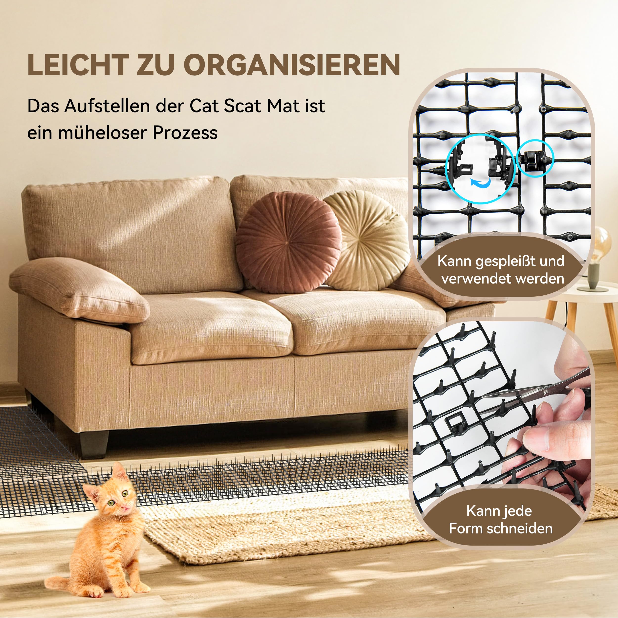 Kyrieval 2 Stück 30 x 200 cm Dornengitter Gegen Katzen, Katzengitter, Katzenabwehrmatte, Katzenabwehr Garten, Anti-Katzen-Katzenschreck für Garten