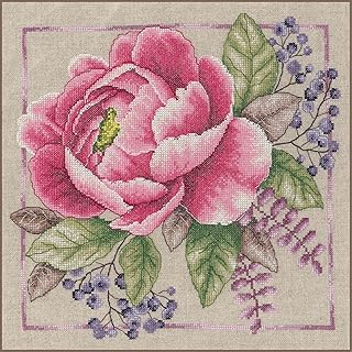Kits De Punto De Cruz Contado Completo Arte De Pared DIY ROJO FLORECIENTE Set Manualidades Adultos Set Decoracion Salon Creativo Regalo ca. 33 x 33 cm Cross Stitch Embroidery