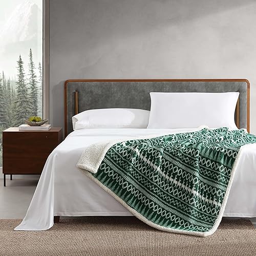 Vista 208 de Eddie Bauer Manta reversible de vellón sherpa, ropa de cama y decoración del hogar, para todas las estaciones, (Bunkhouse Plaid Beige), beige