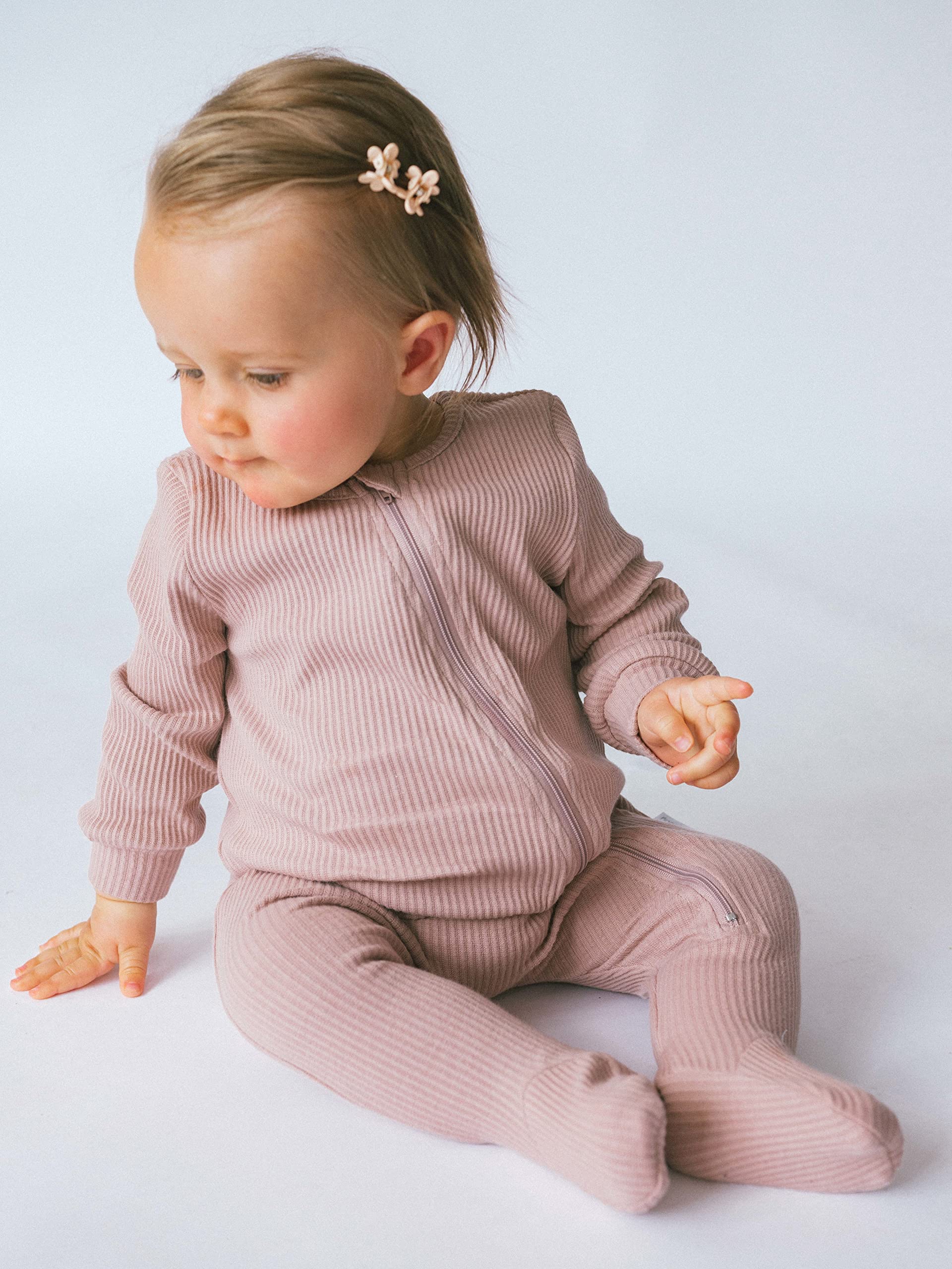 DreamBuy Pyjama Zippé Bébé en Coton Côtelé - Body Doux et Confortable pour les 0-3 Ans