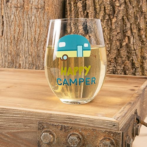 Miniatura 7 de Pavilion Gift Company - Happy Camper - Copa de vino sin tallo de 18 onzas