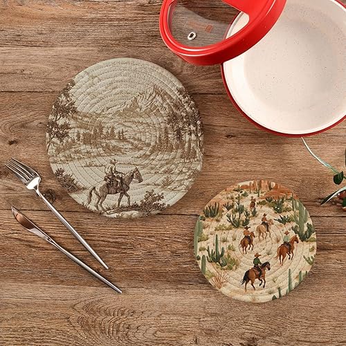 Miniatura 318 de Trivets for Hot Dishes Pots and Pans 2 PC Pot Holders Heat Resistant Cotton Round Potholders for Kitchen Countertop Decorative Autumn Maple Leaves