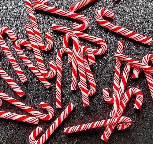 Miniatura 8 de Bastones de caramelo de arcilla de gran tamaño, bastones de caramelo rojo y blanco, bastón de caramelo de Navidad, mini polímero de arcilla suave,