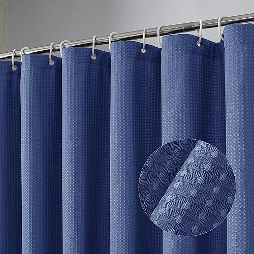 Miniatura 9 de OVZME Juego de cortina de ducha verde salvia, cortina de ducha de tela resistente con textura de gofre para baño, cortina de baño de lujo de 7.06