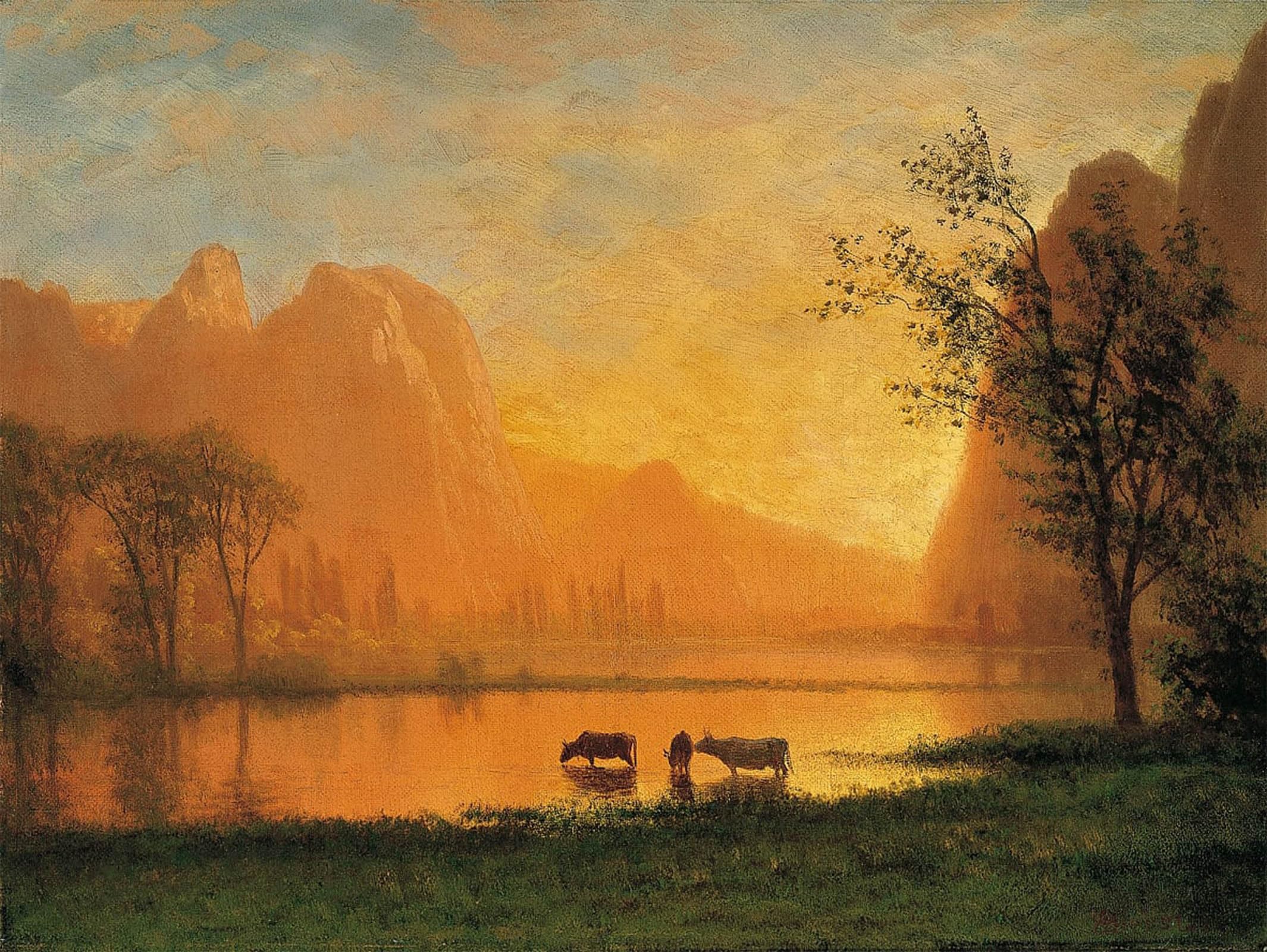 POSTERIIk Famous Print Pop Art Wall Art Graffiti Sundown at Yosemite by Albert Bierstadt Art Prints for Home Decor 60x90cm